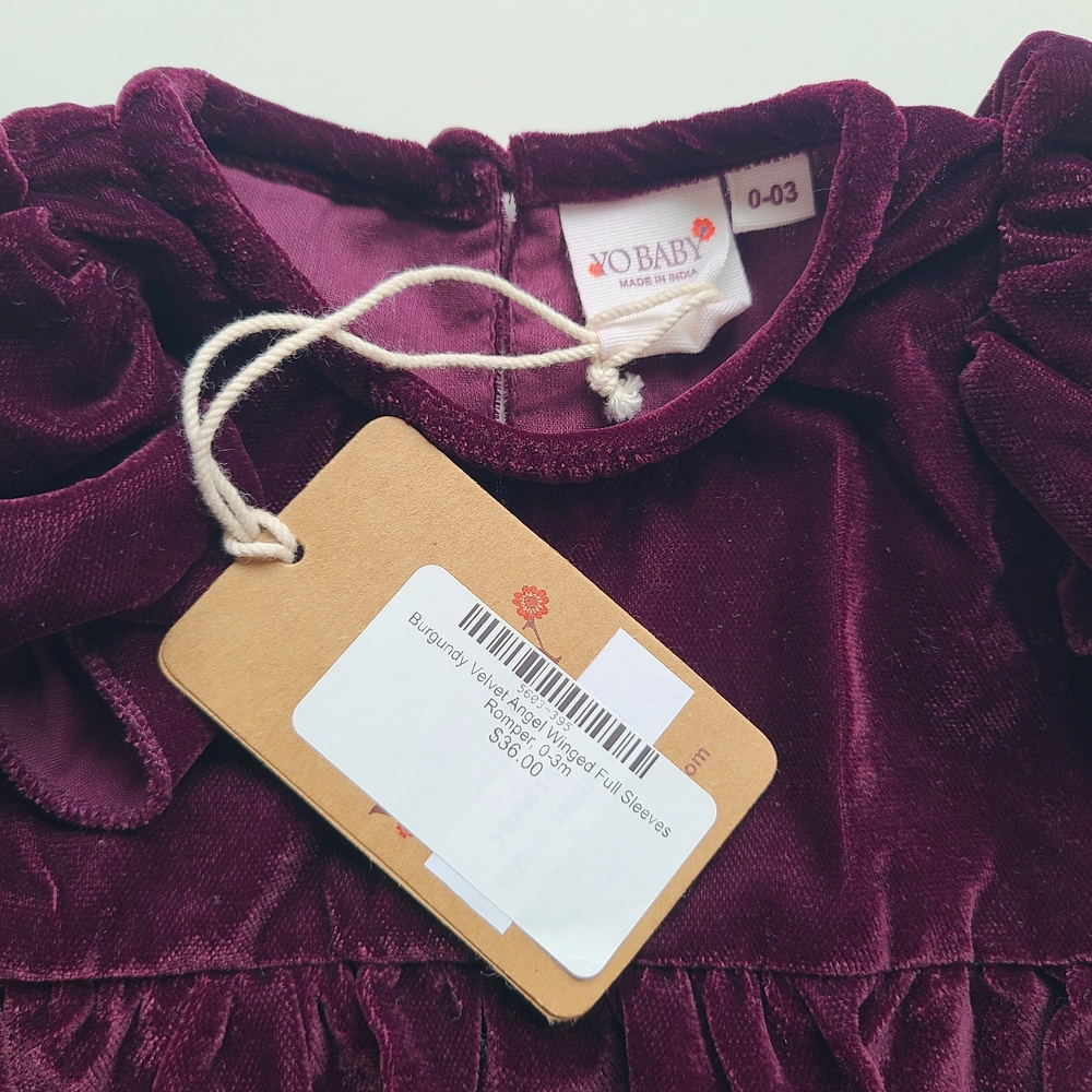 Burgundy Velvet Romper - Picture 2 of 3